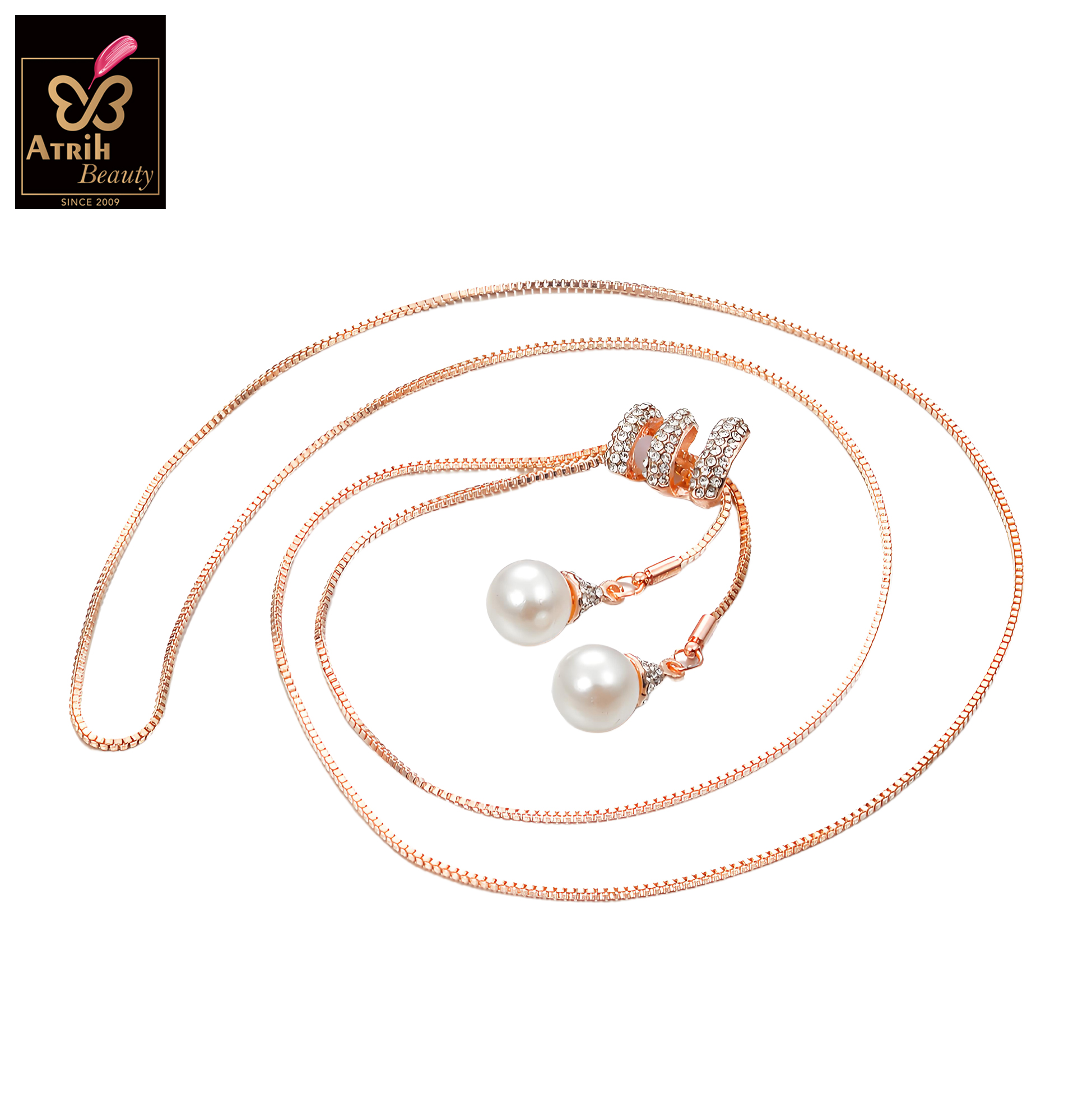 Double Pearl Drop Necklace