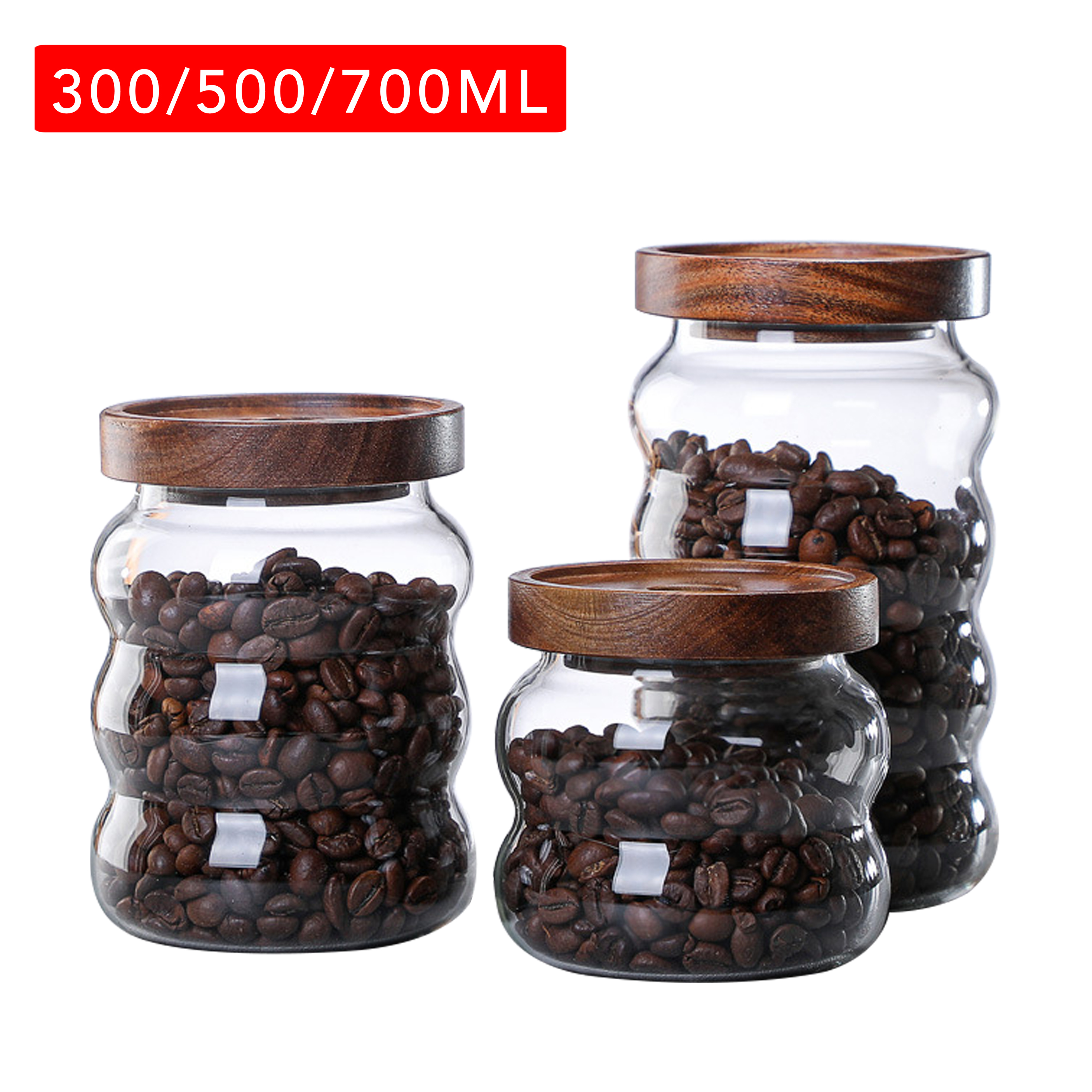 Airtight Bamboo Lid Glass Storage Jars for Home Use