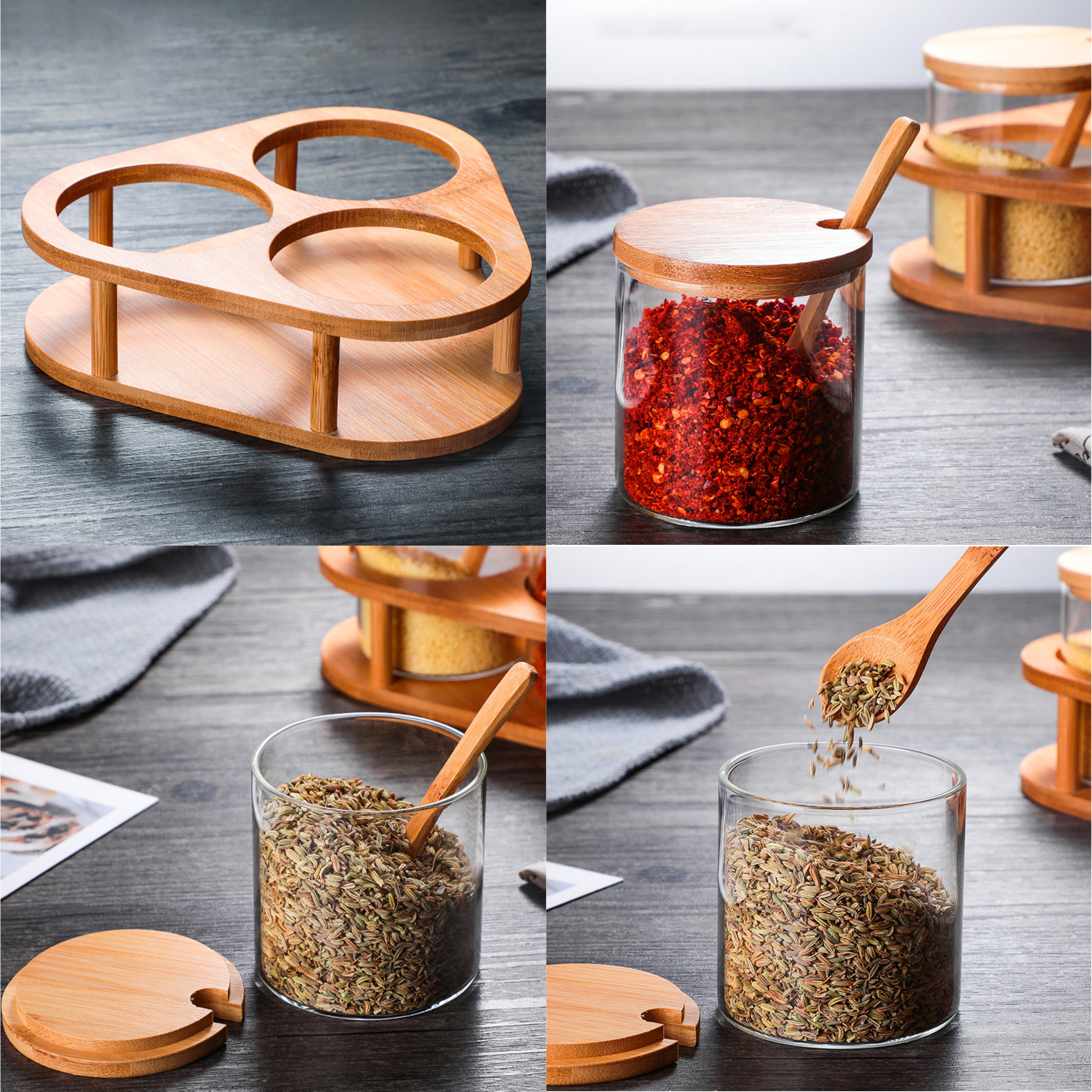 Kitchen 3-Piece Seasoning Containers