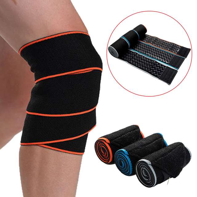 150CM Blue Sports Knee Support Leg Protection Silicone Bandage Antiskid Squat Weight Lifting Fitness
