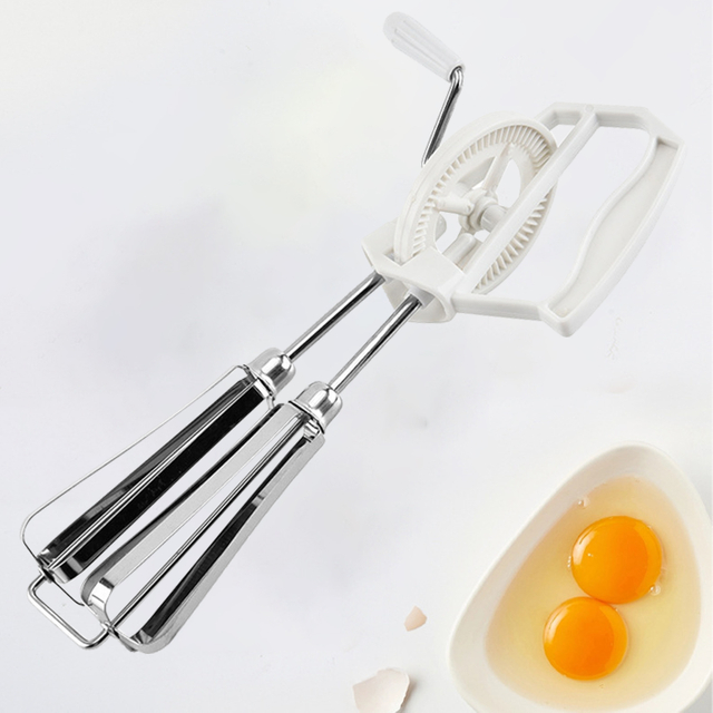 Manual Hand-Crank Egg Beater with Stainless Steel Whisks