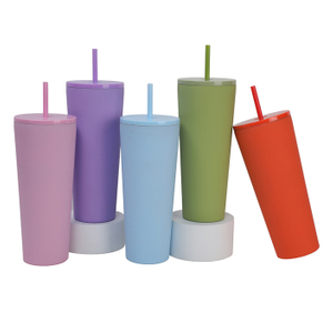 4-Piece Set 750ml Plastic Straw Tumbler