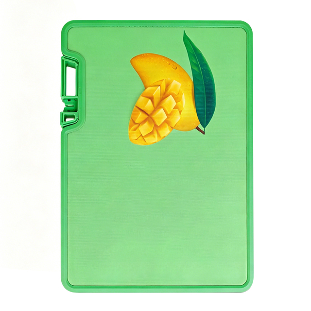 Dual-Sided Plastic Cutting Board with Built-in Knife Sharpener & Garlic Grinder