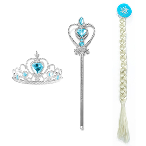Frozen Princess Jewelry Play Toy Set with Headband Braid Wig