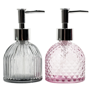 220ml Vintage Clear Glass Soap Dispenser with Silver Pump