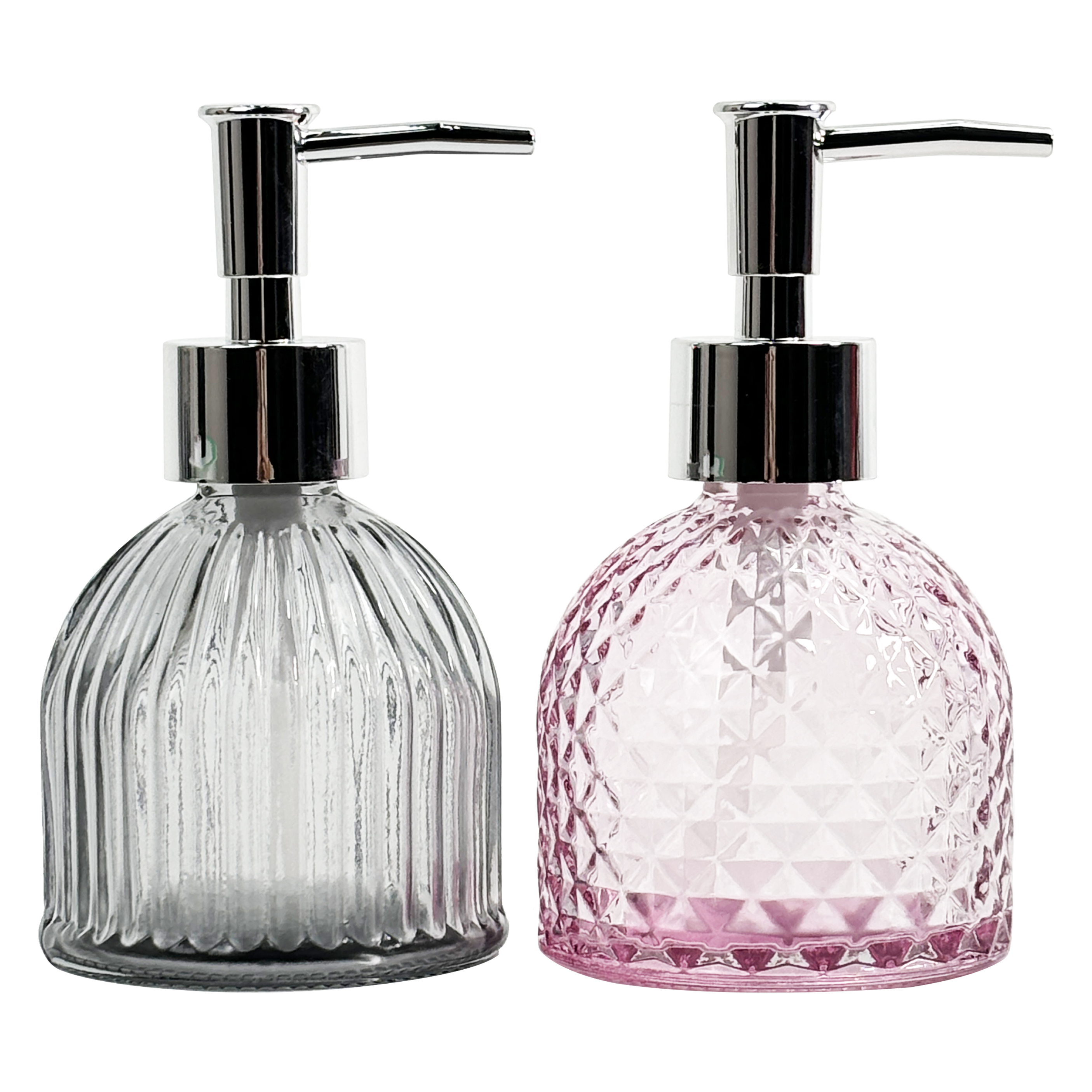 220ml Vintage Clear Glass Soap Dispenser with Silver Pump