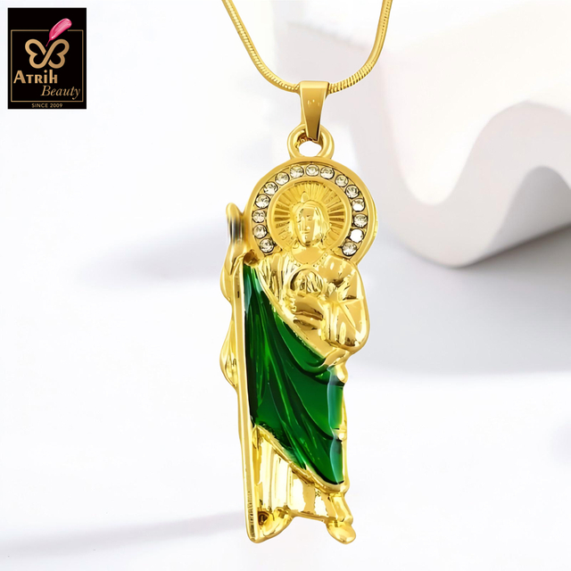 Gold Plated Classic Saint Jude Medal Necklace Chain