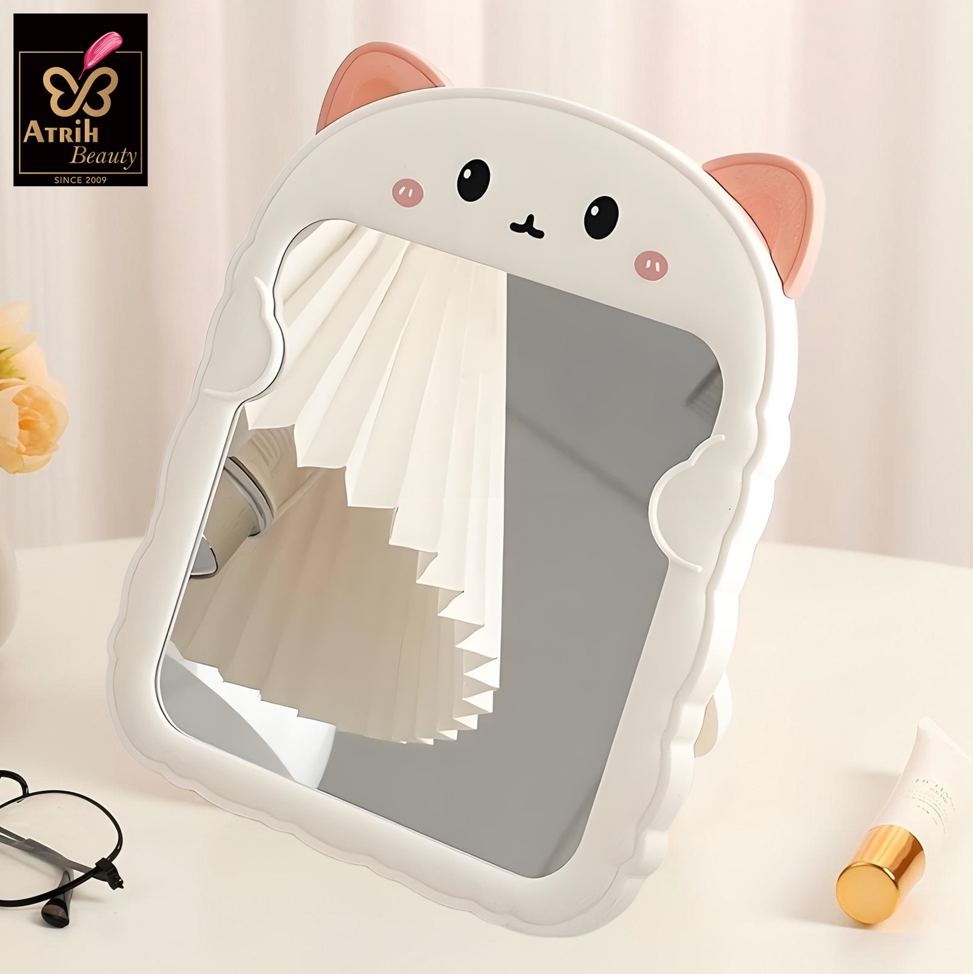 Cute Animal Shaped Pink Makeup Mirror