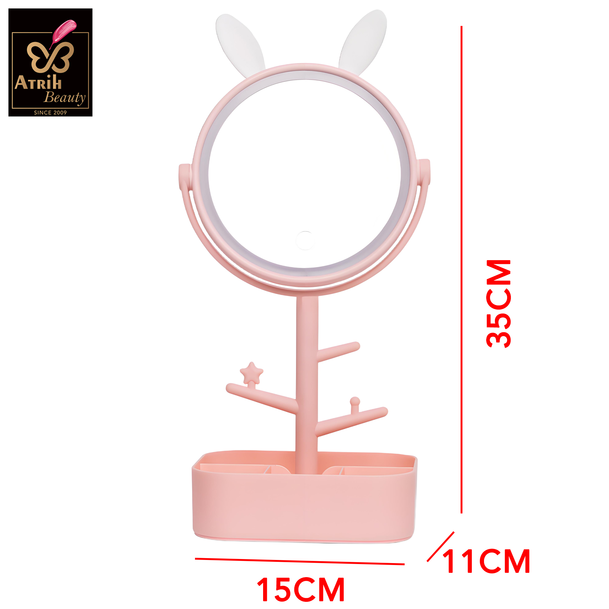 LED Makeup Mirror with Storage Tray