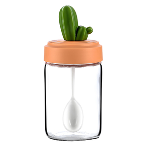 Cactus Topped Glass Seasoning Jar