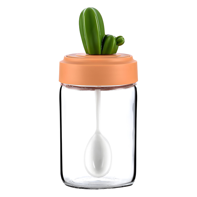 Cactus Topped Glass Seasoning Jar