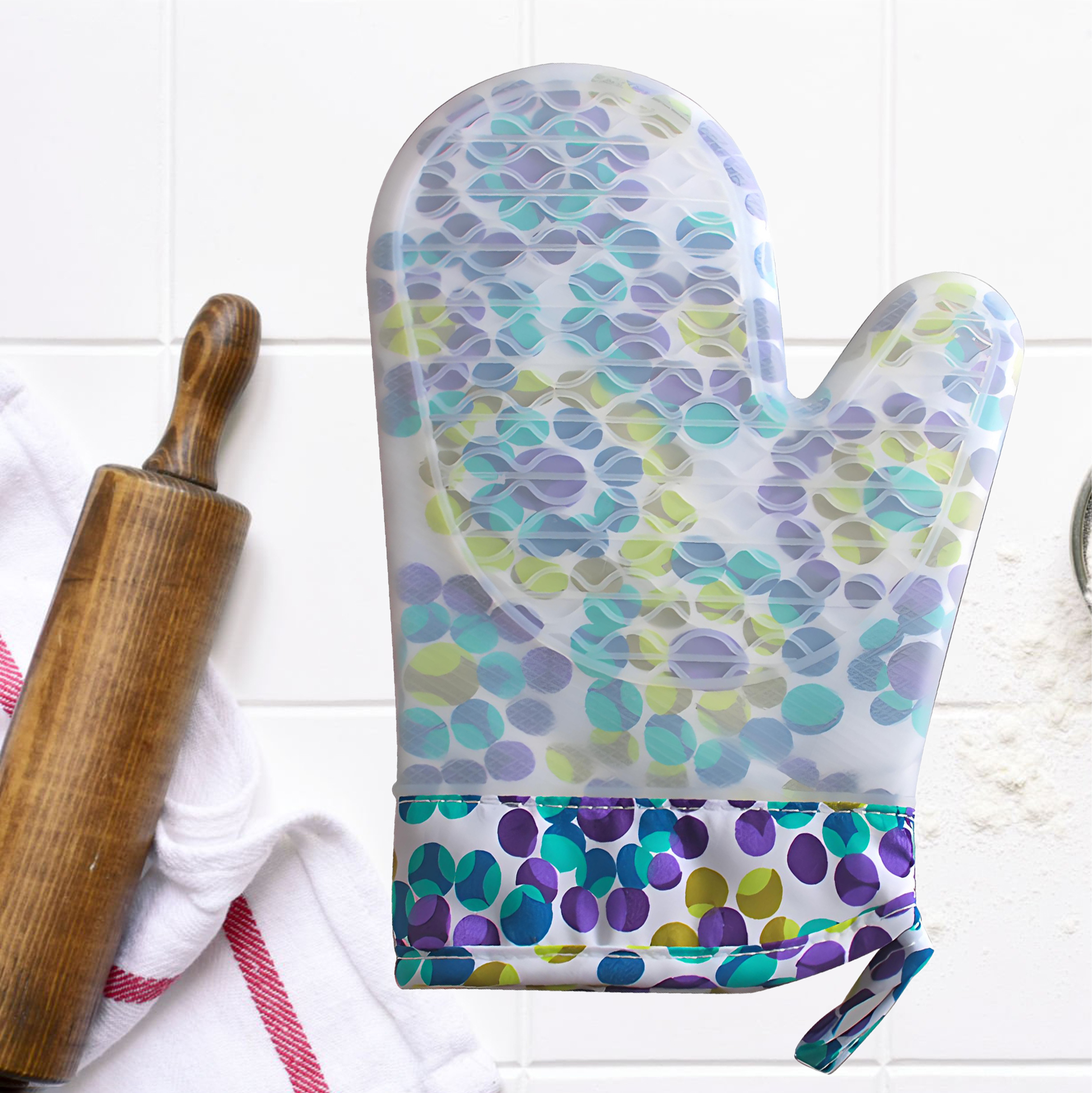 Colorful Polka Dot Silicone Oven Mitt
