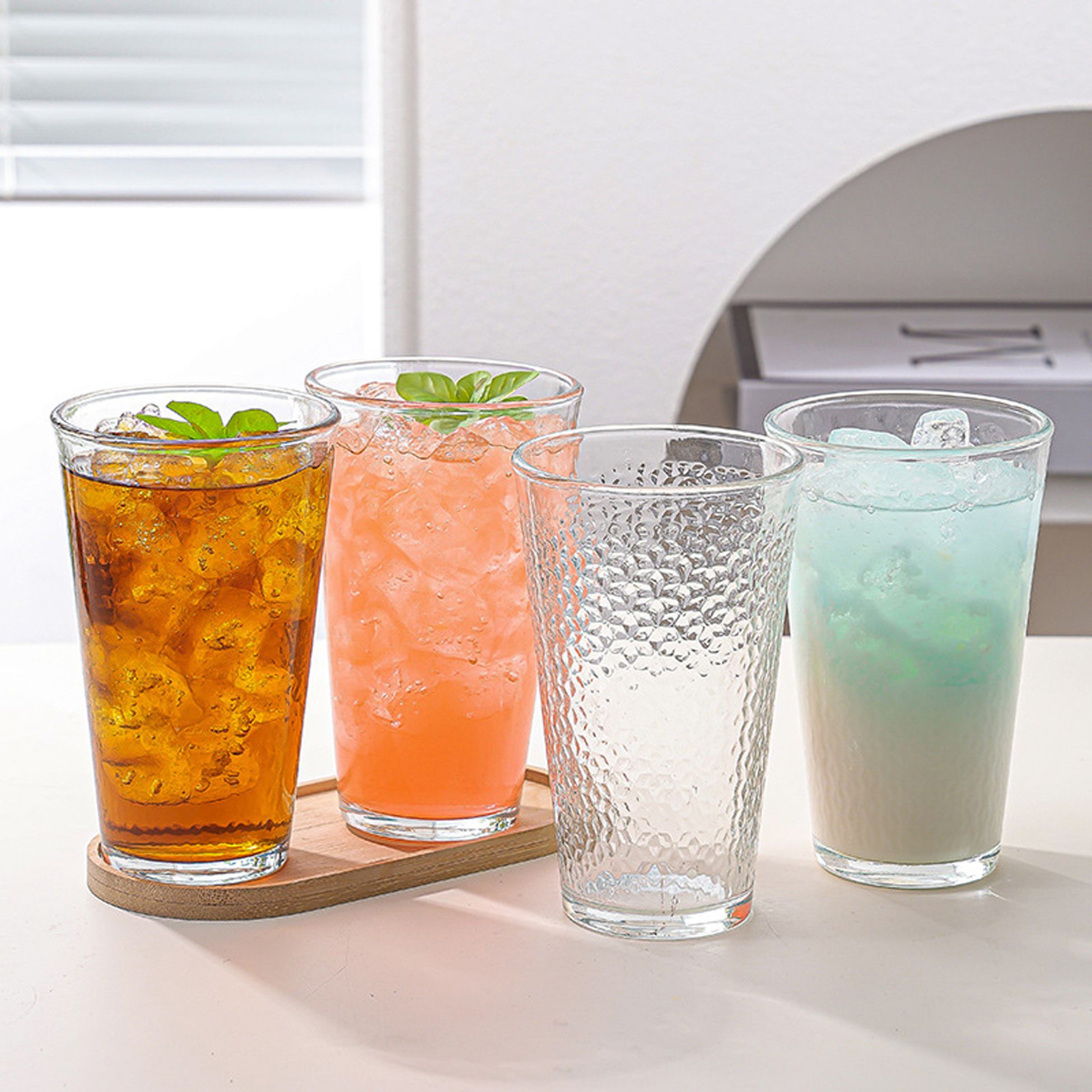 330ML Clear Hammered Texture Glass Drinking Cups