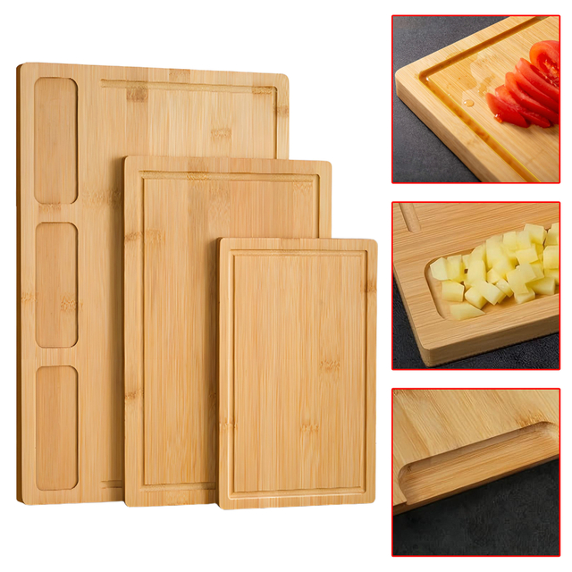 3 Piece Bamboo Cutting Board Set
