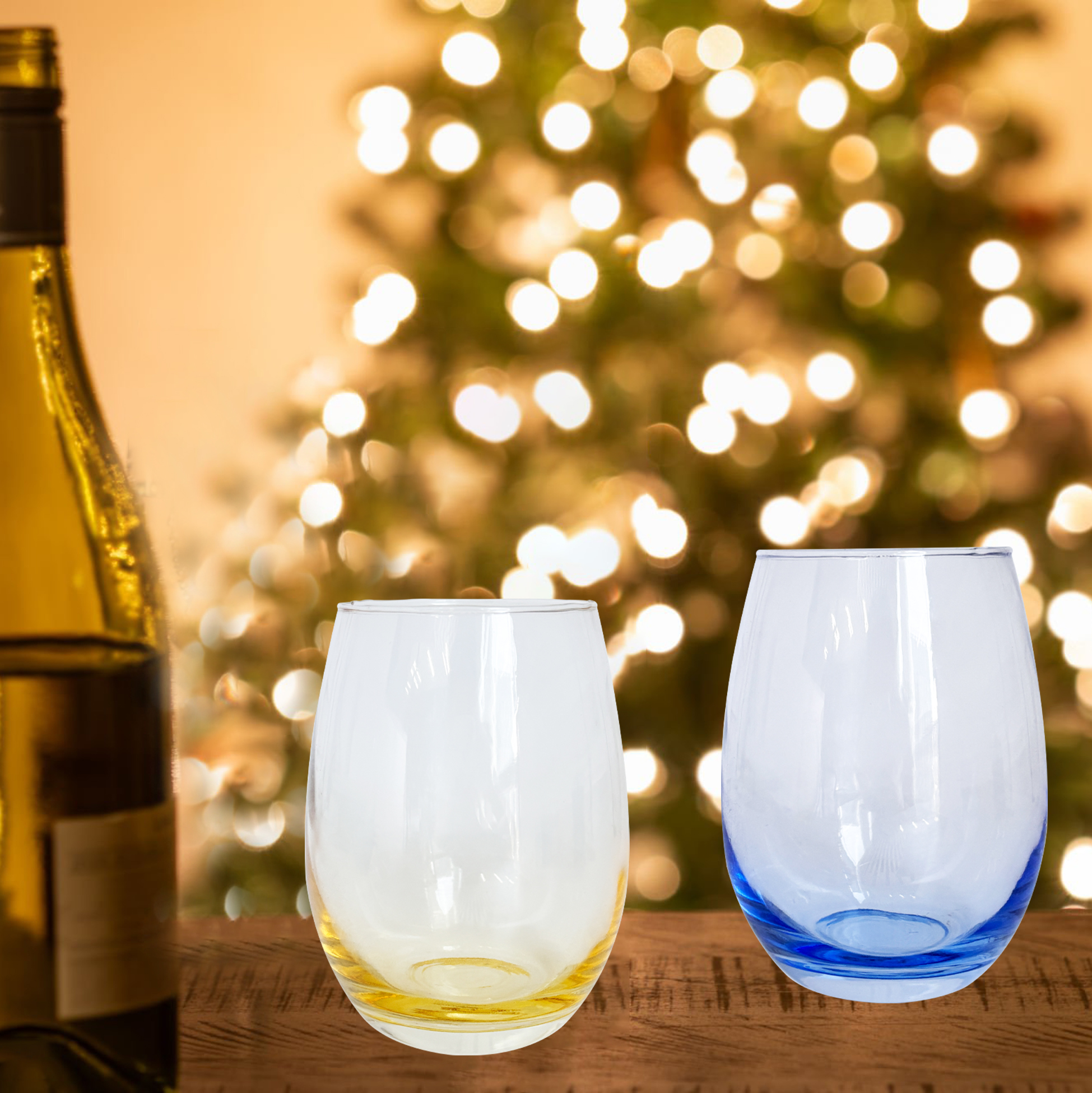 Colorful Angel Wind Chime & Tinted Wine Glass Set