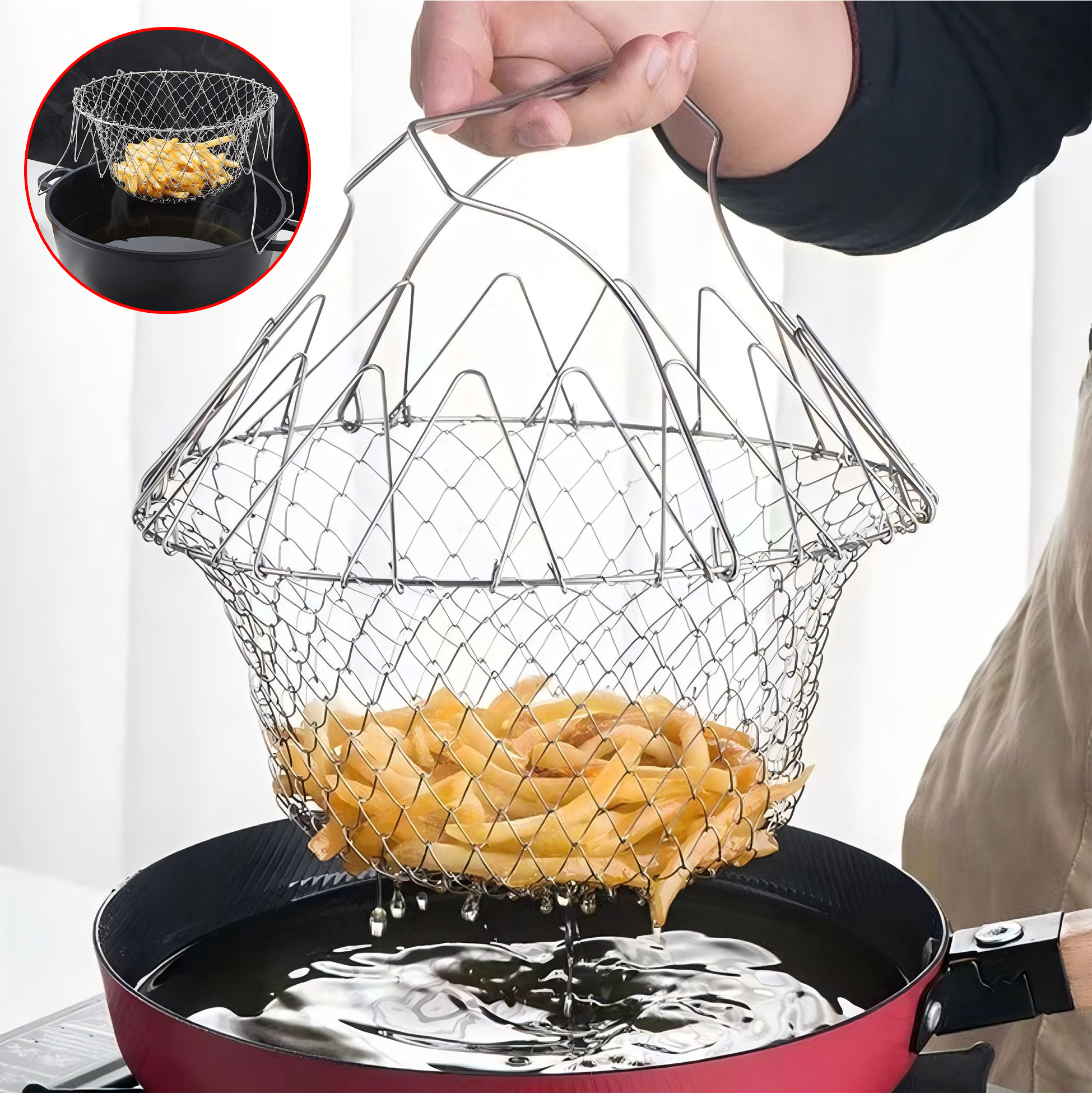 Stainless Steel Frying & Draining Basket