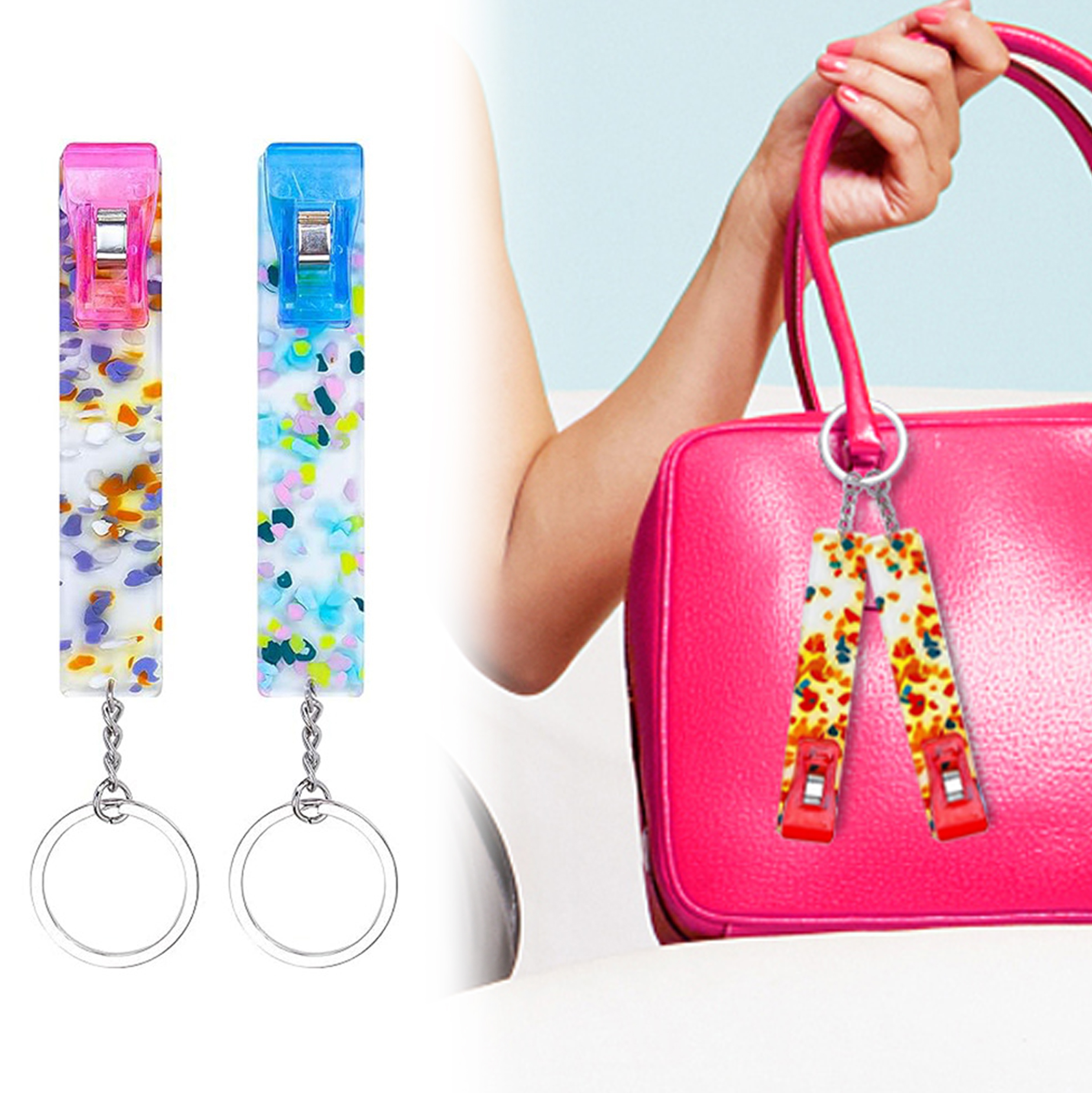 Colorful Resin Card Clip Keychain