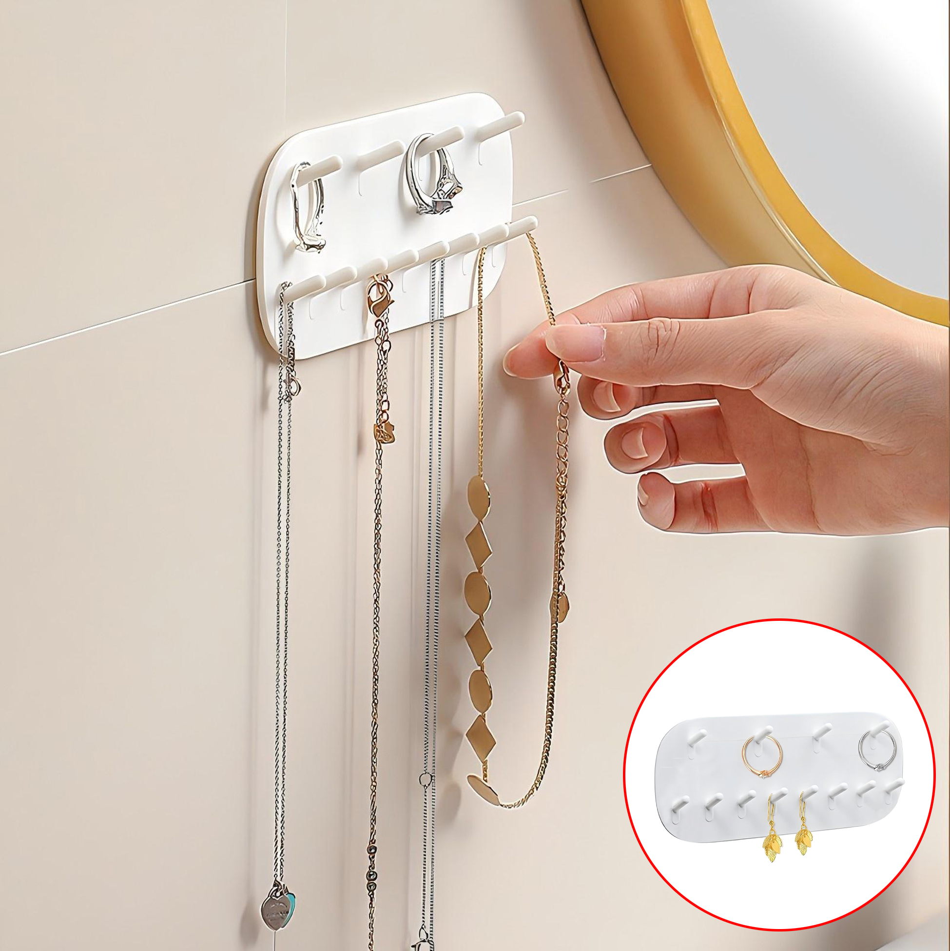 Hanging Jewelry Organizer with 12 Hooks