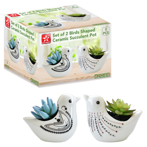 Set of 2 Birds Shaped Ceramic Succulent Pot