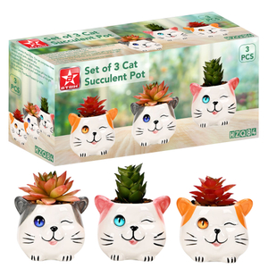 Set of 3 Cat Succulent Pot