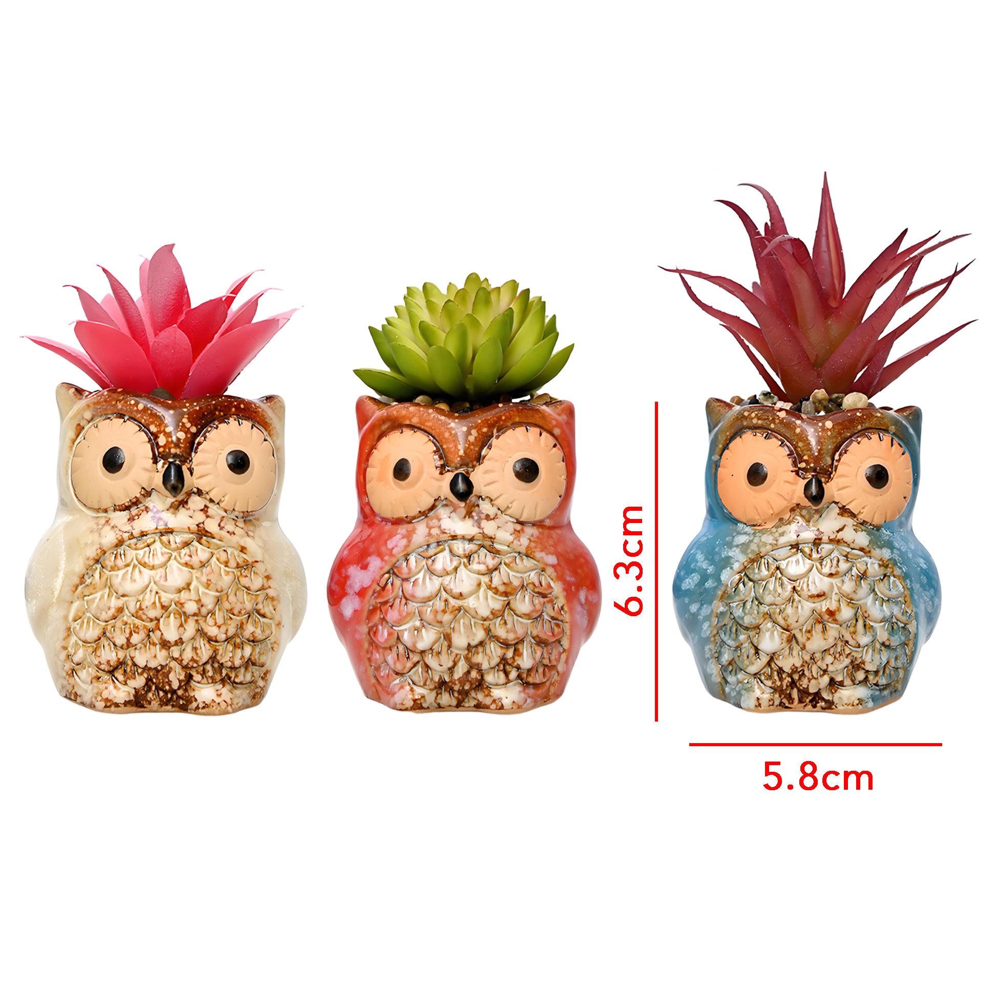 Set of 3 Owl Succulent Pot