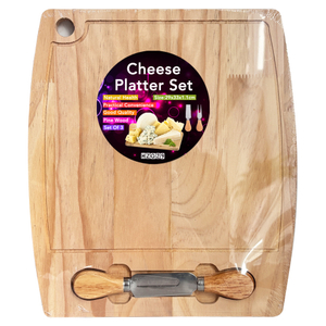 Wooden Cheese Board with Double Handled Tools