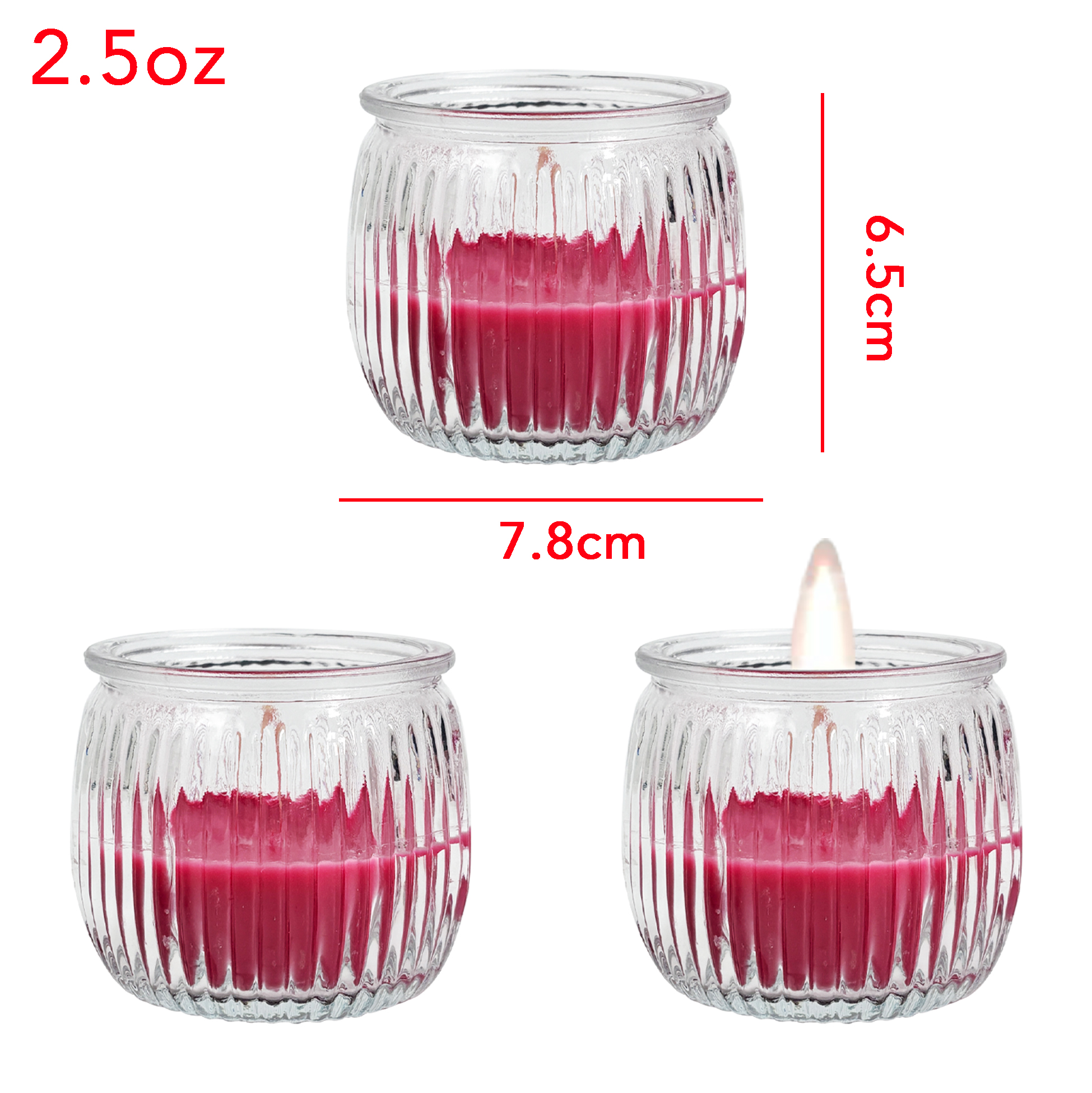 Ribbed Glass Jar Scented Candle Set