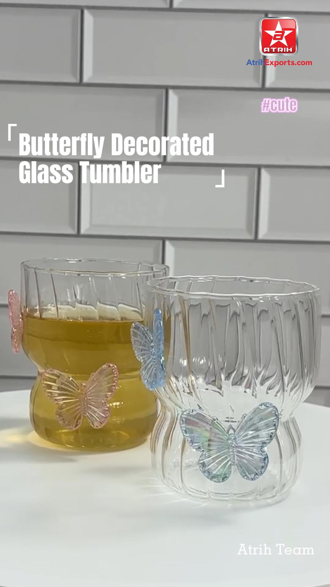Butterfly Decorated Glass Cups