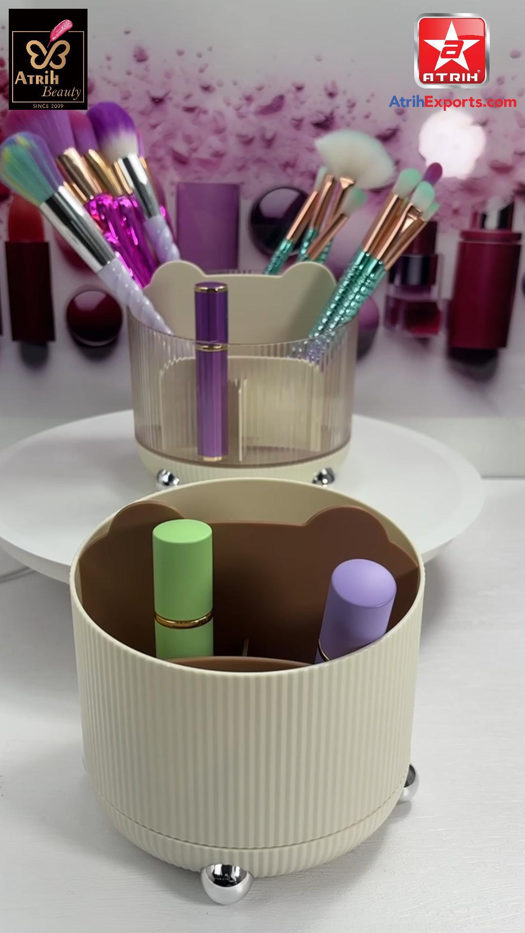 360° Rotating Makeup Brush Organizer
