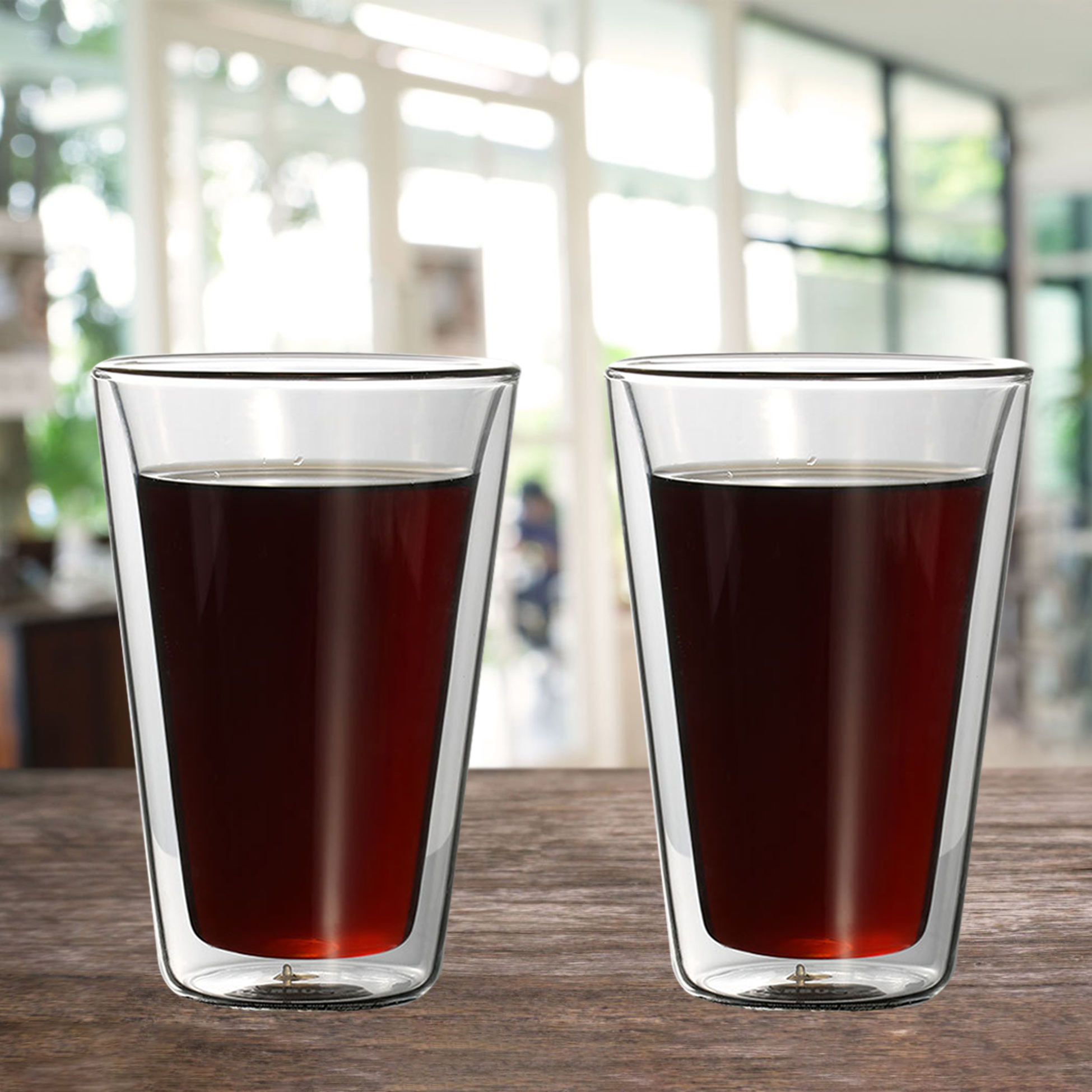 300ml/400ml/500ml Double Walled Tapered Glass Tumbler