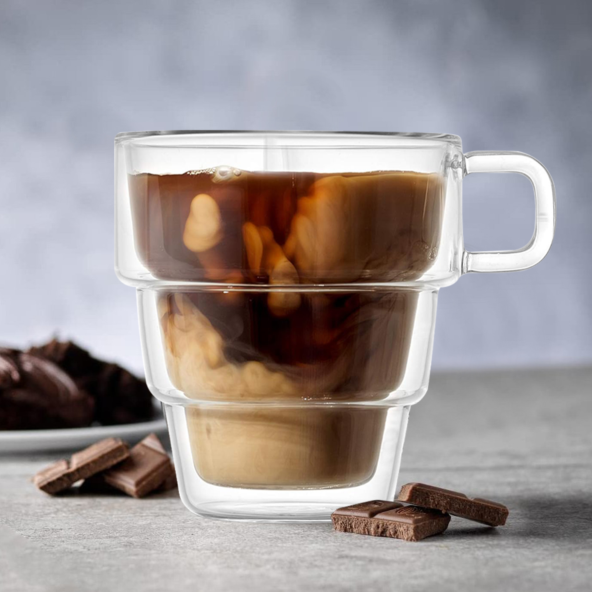 500ml Double Walled Glass Mug with Handle