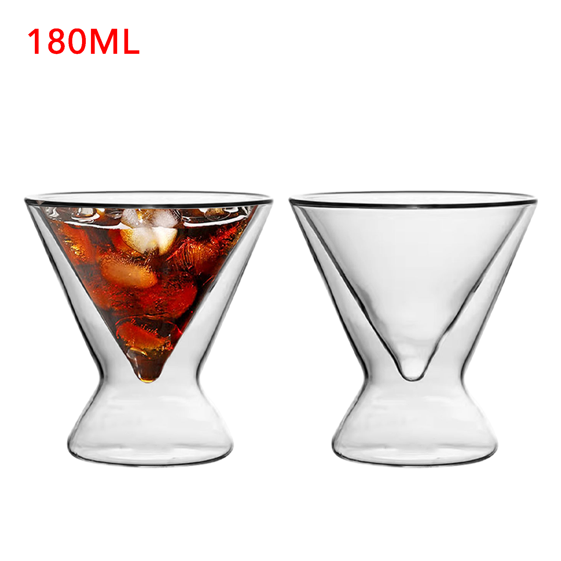 180ml Double Walled Inverted Pyramid Shaped Glass