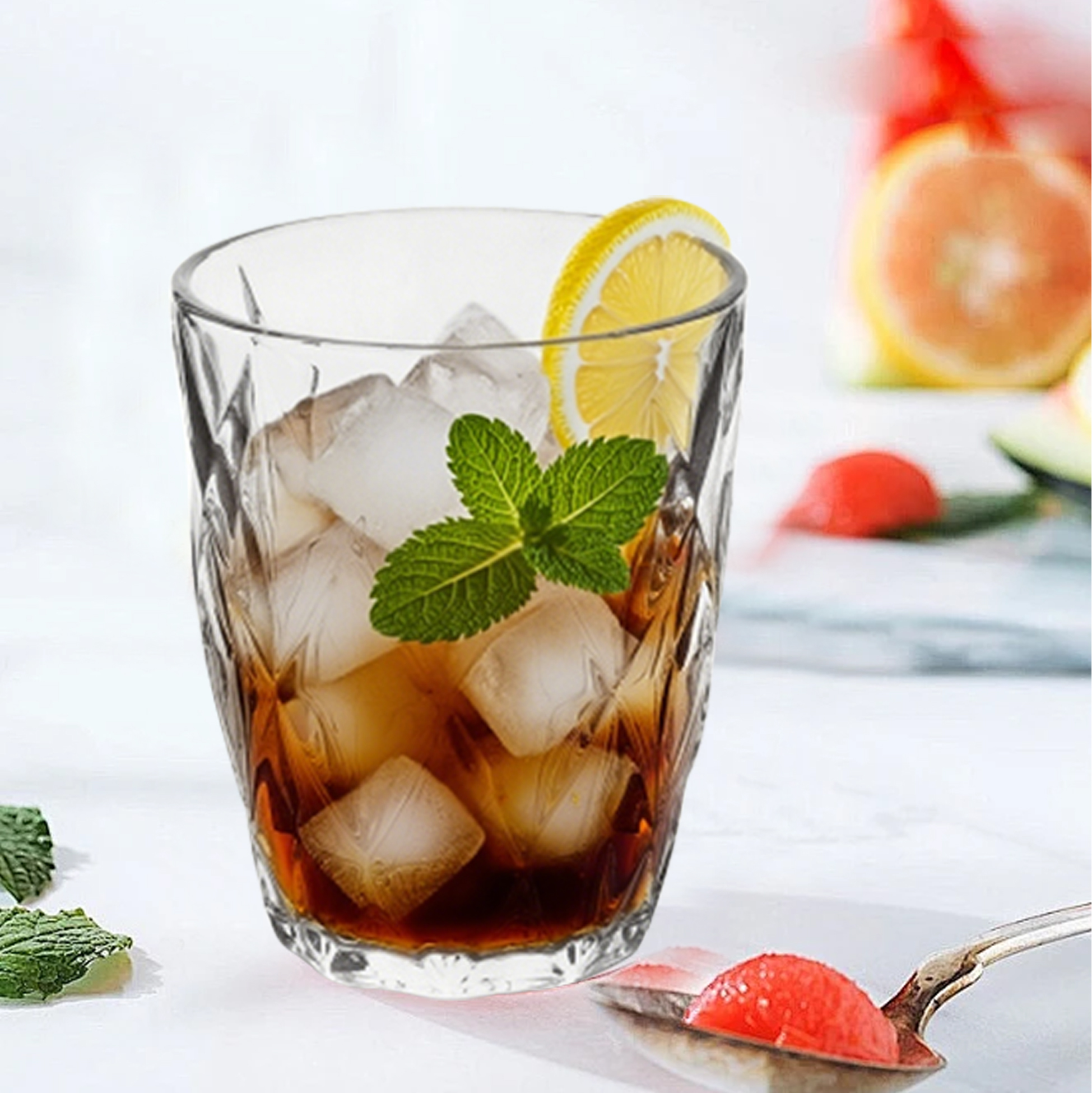 6-Piece Diamond-Cut Glass Tumbler Set