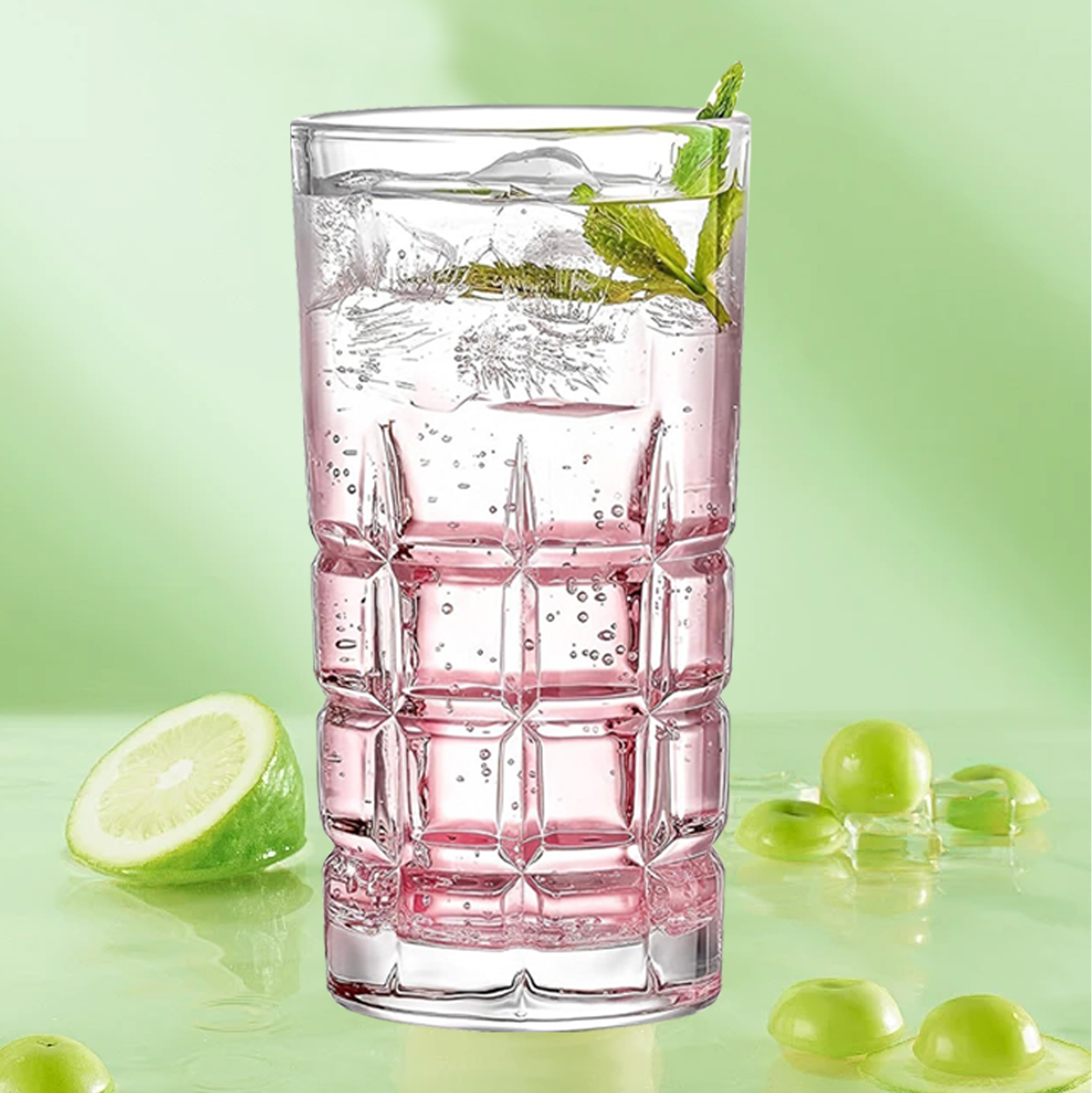 Set of 6 Square-Patterned Drinking Glasses