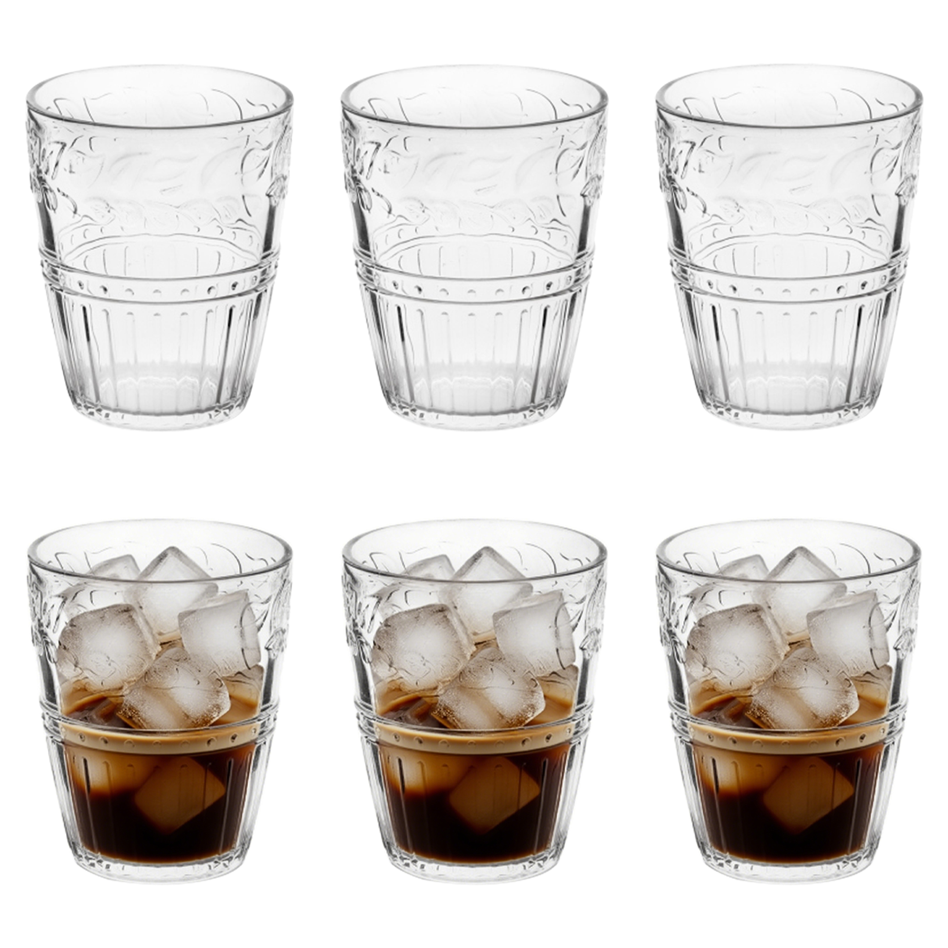 6-Piece Etched Pattern Glass Tumbler Set