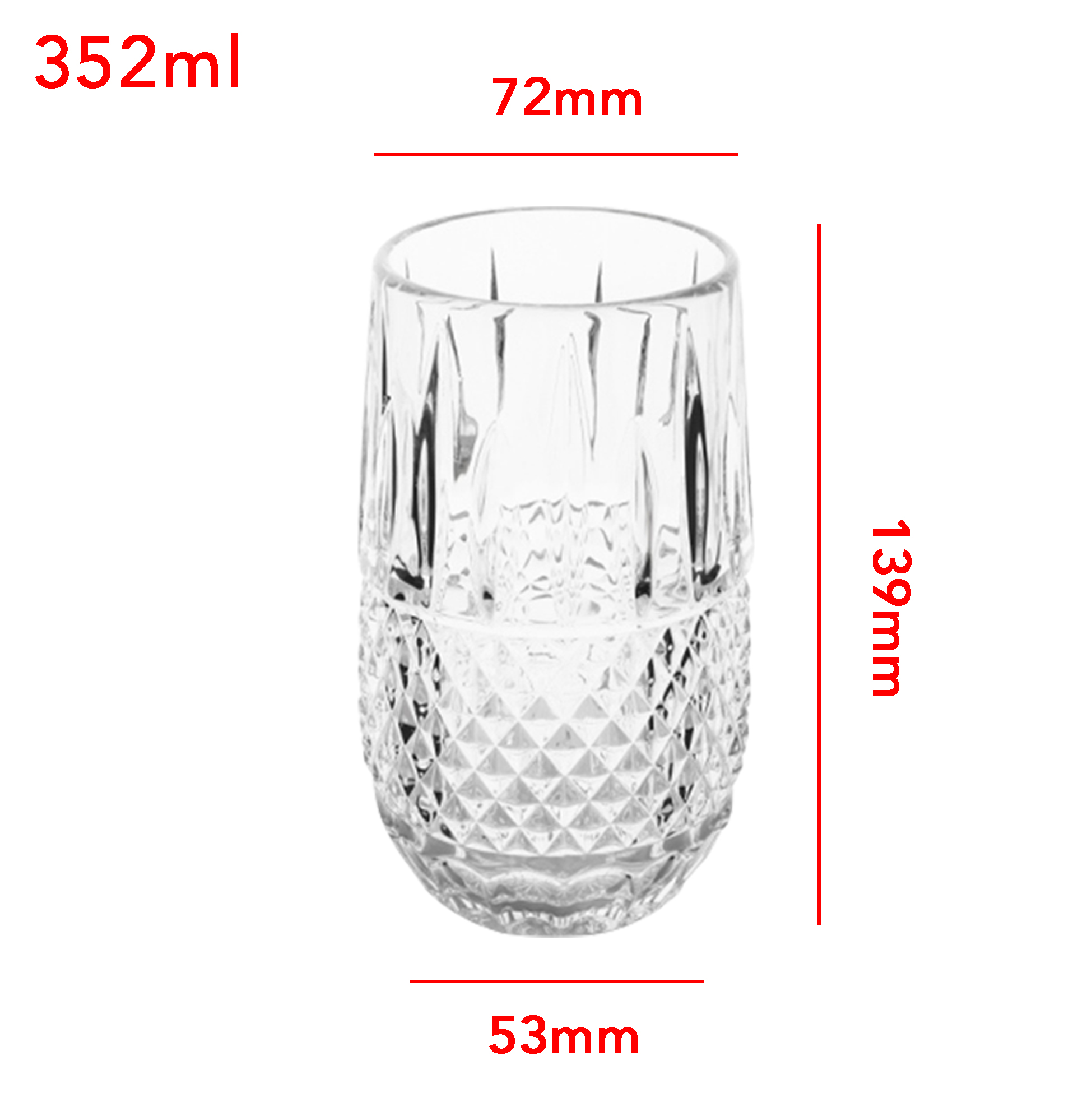 6-Piece Diamond-Patterned Whiskey Glass Set