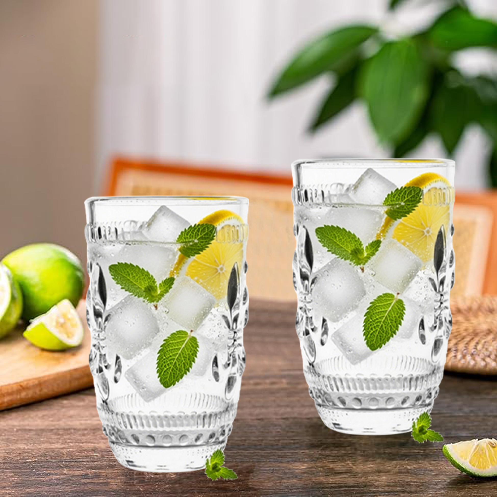 6-Piece Fleur-De-Lis Etched Glass Set