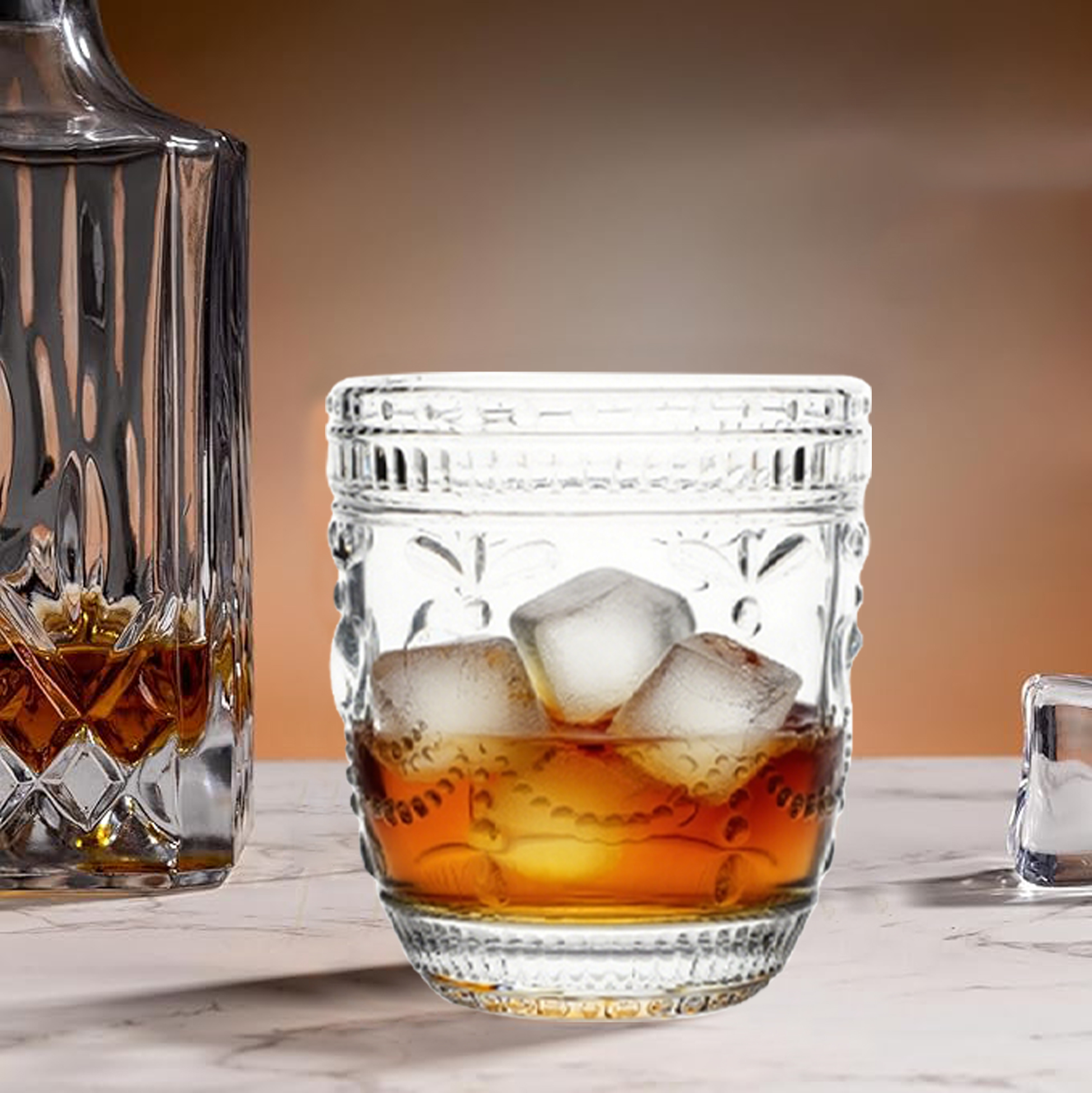 6-Piece Engraved Vintage Whiskey Glass Set
