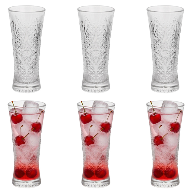 6-Piece Engraved Tall Cocktail Glass Set