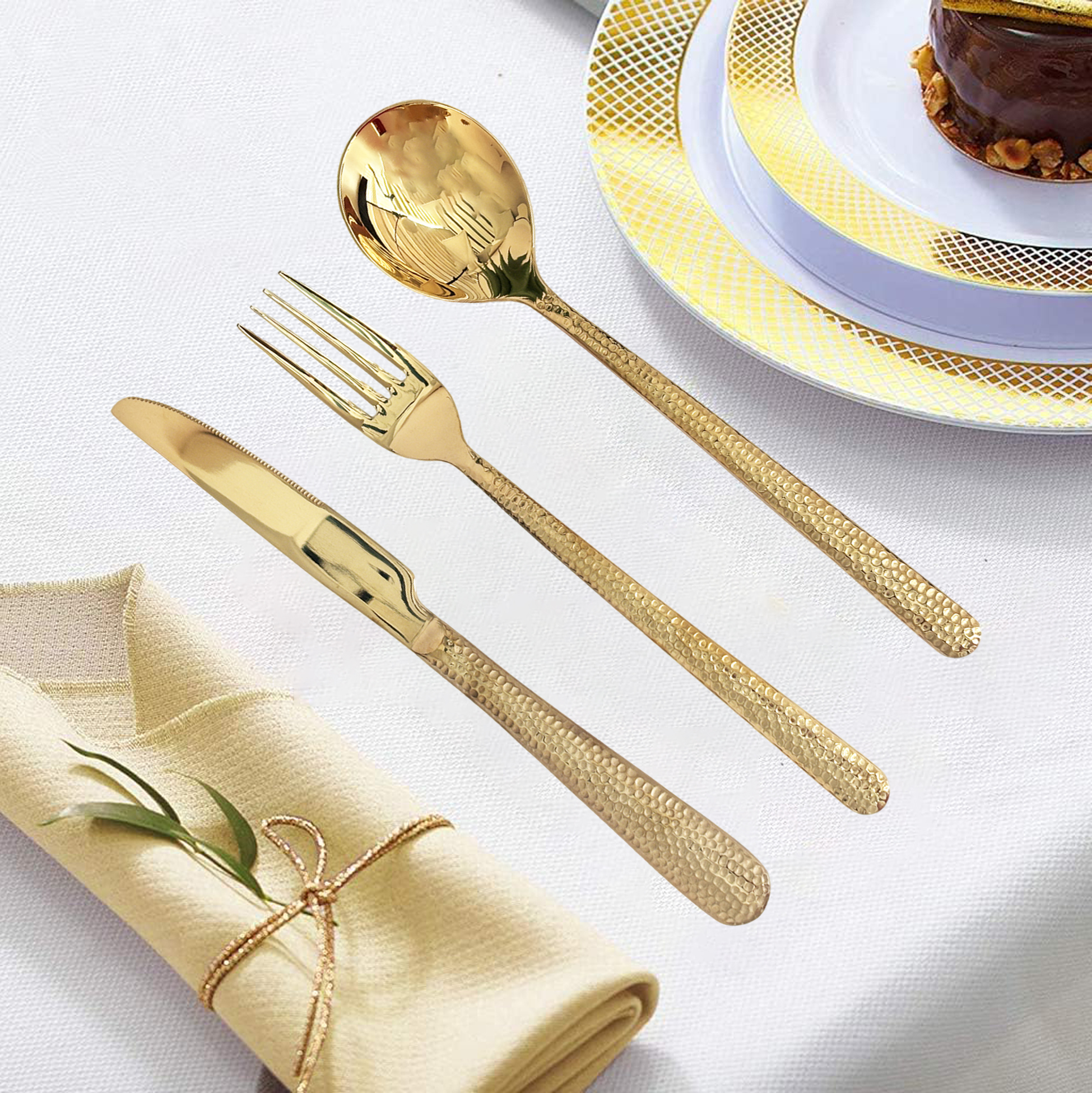 20-Piece Hammered Gold Cutlery Set