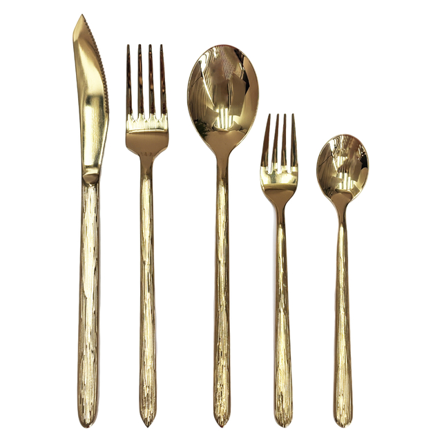 20-Piece Gold-Textured Cutlery Set