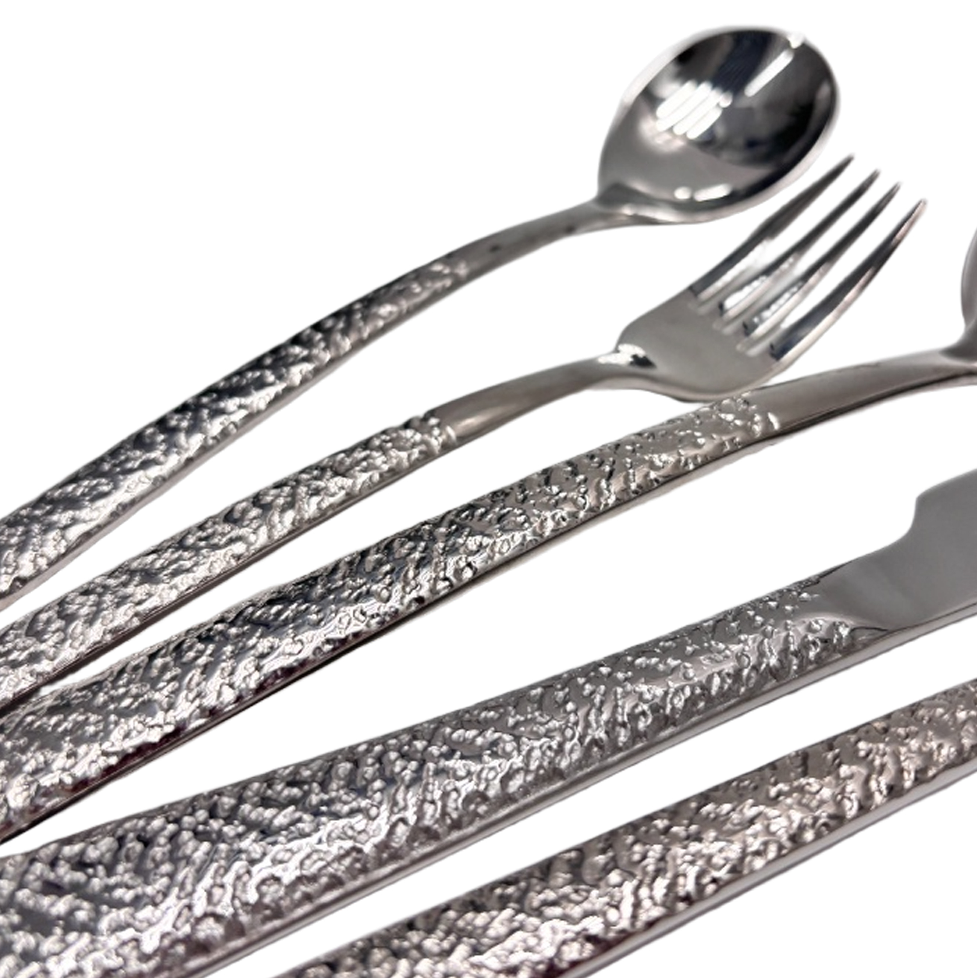 20-Piece Textured Silver-Handle Cutlery Set
