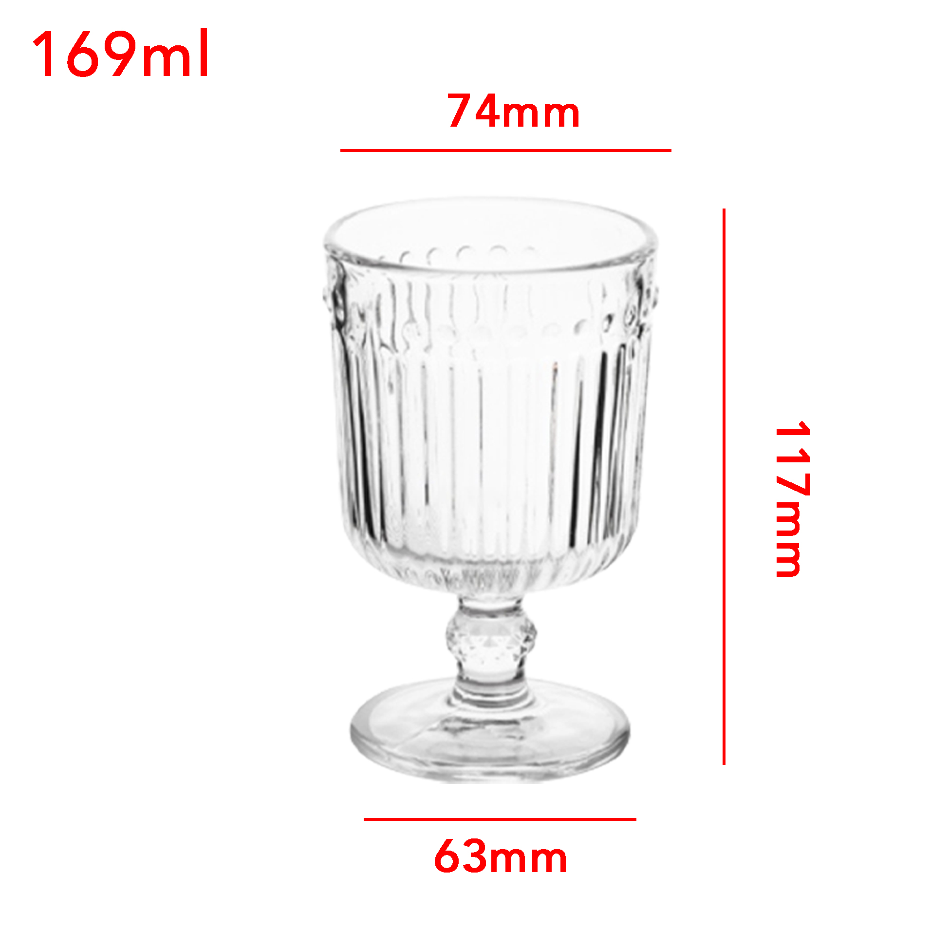 6-Piece Ribbed Stemmed Wine Glass Set