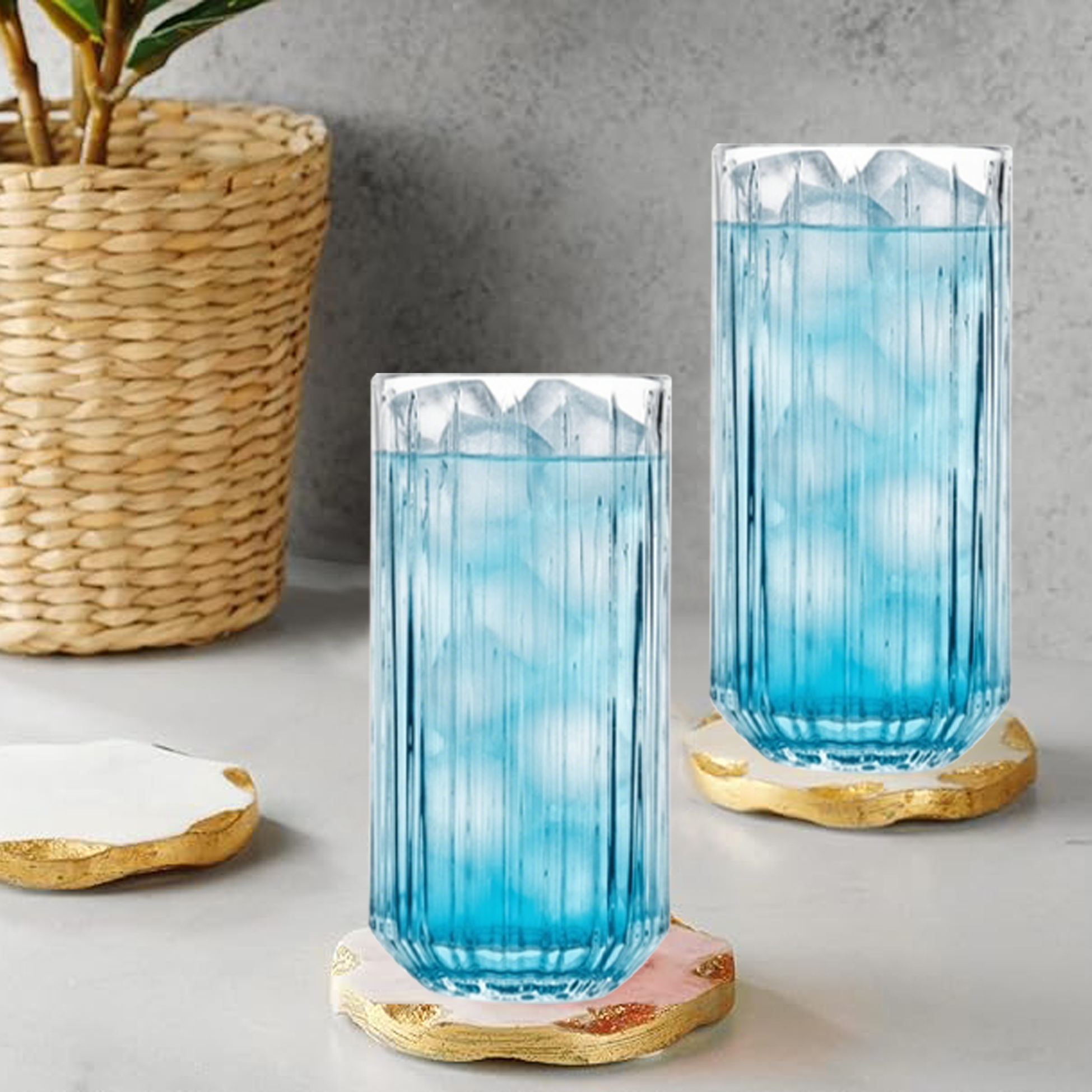 6-Piece Ribbed Highball Glass Set