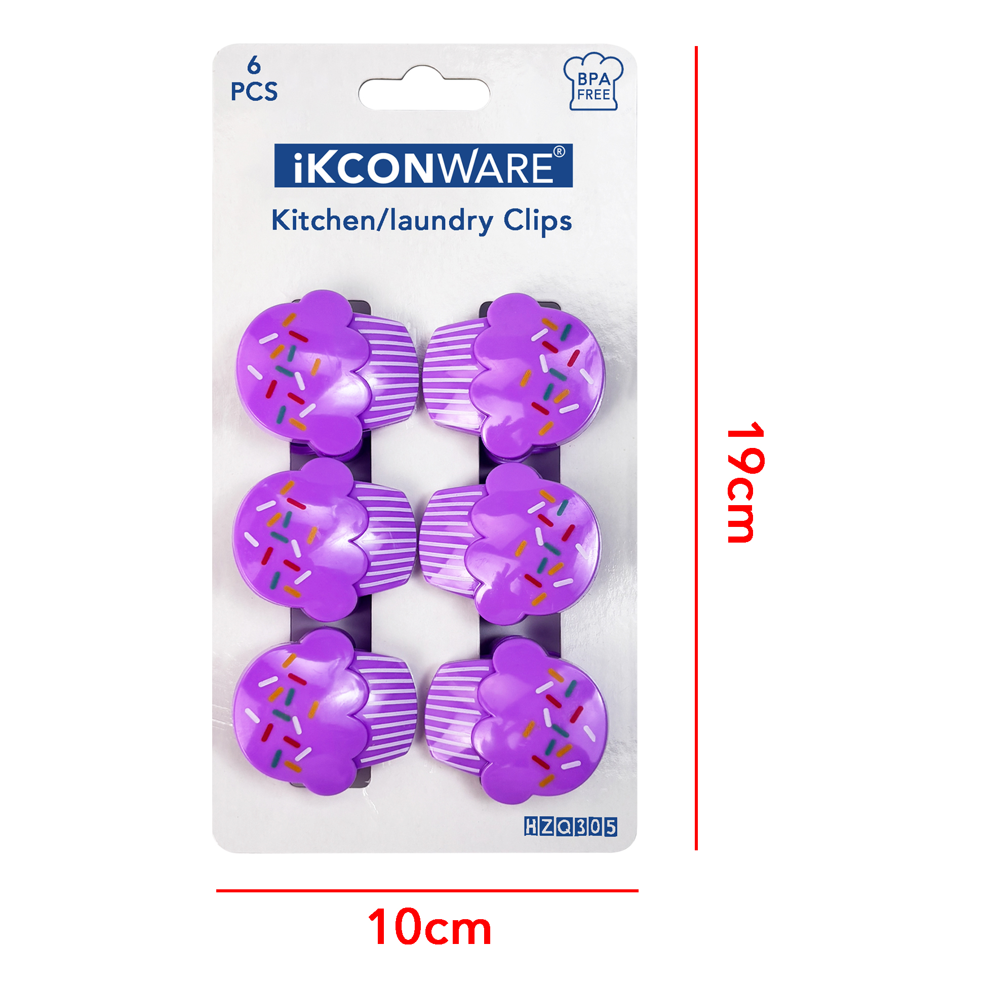 Purple Cupcake-Shaped Plastic Clip Set of 6