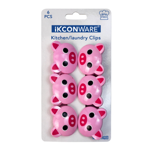 Pink Pig-shaped Plastic Clip Set of 6
