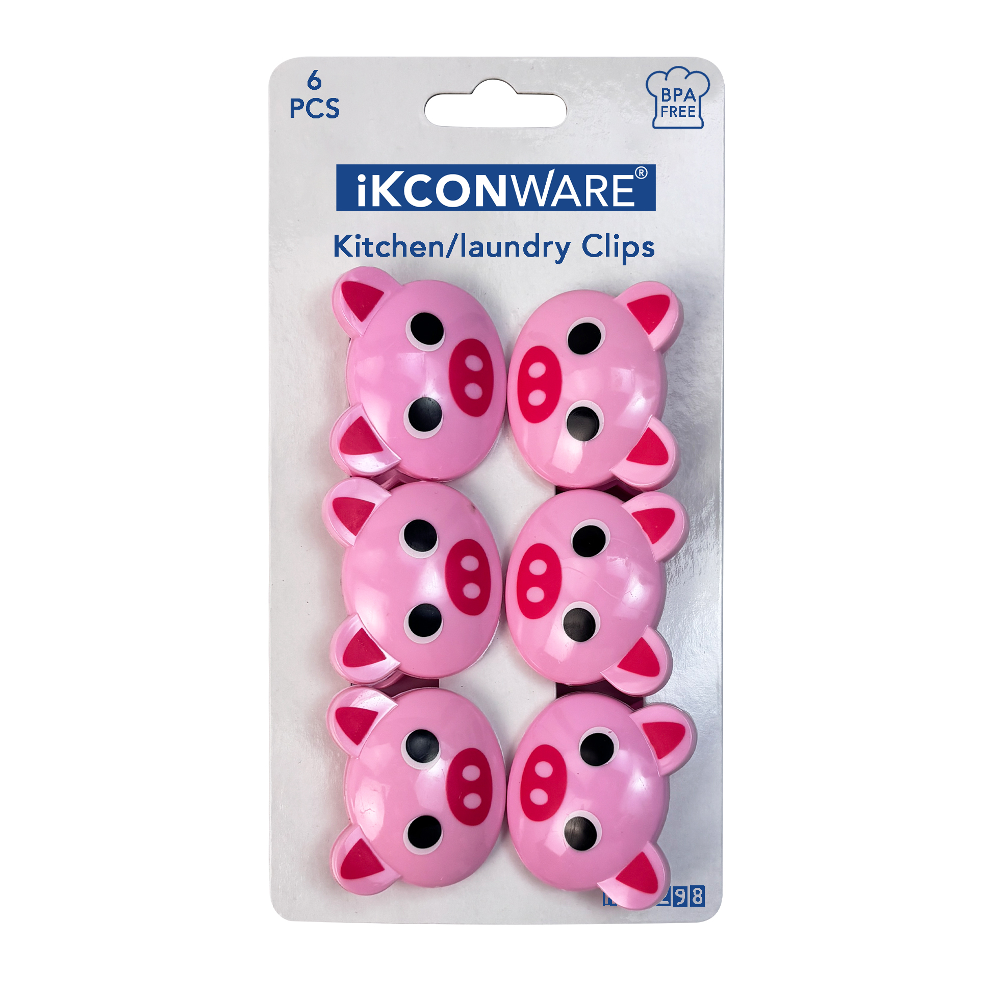 Pink Pig-shaped Plastic Clip Set of 6