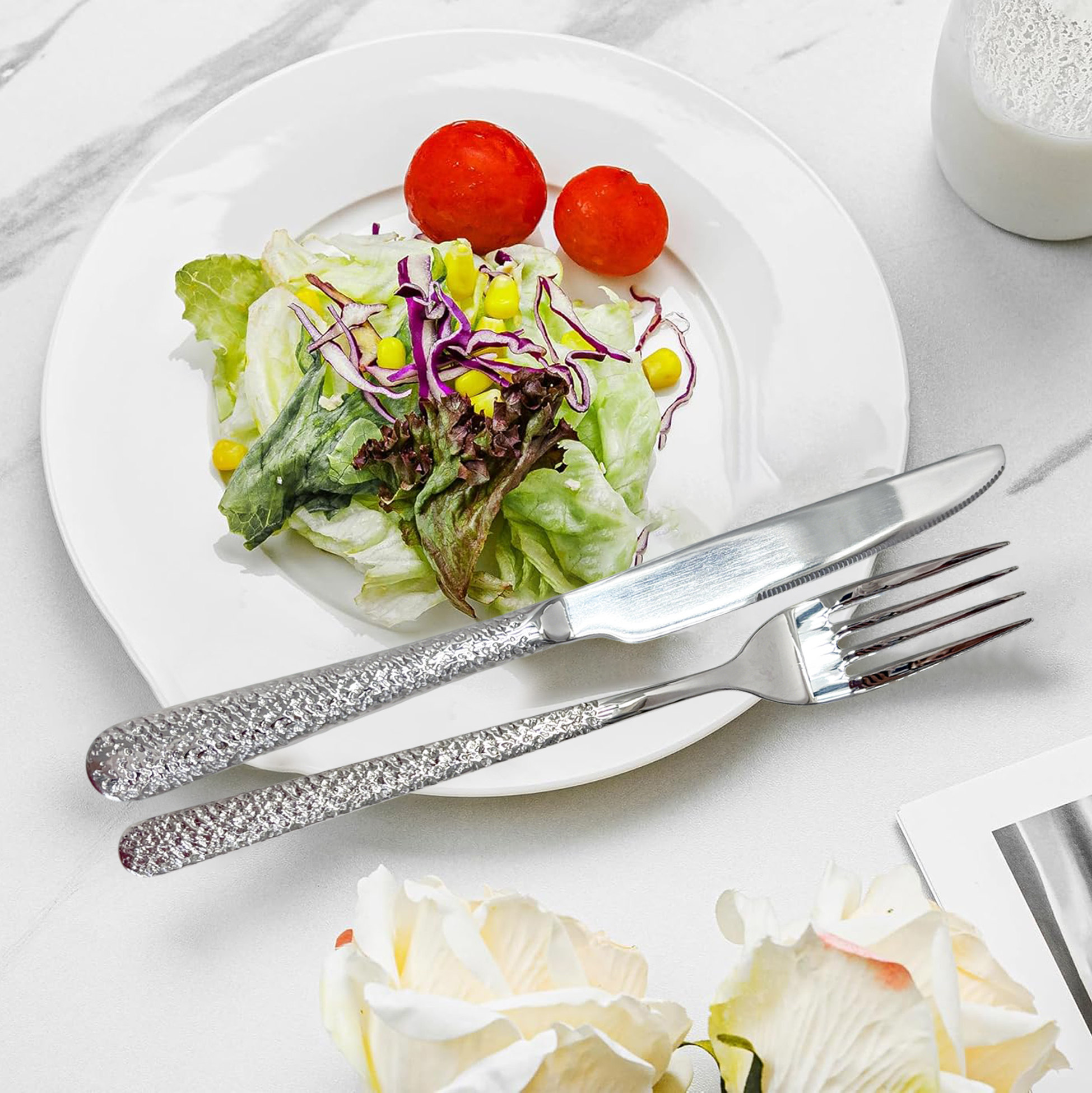 5-Piece Textured-Handle Stainless Steel Cutlery Set