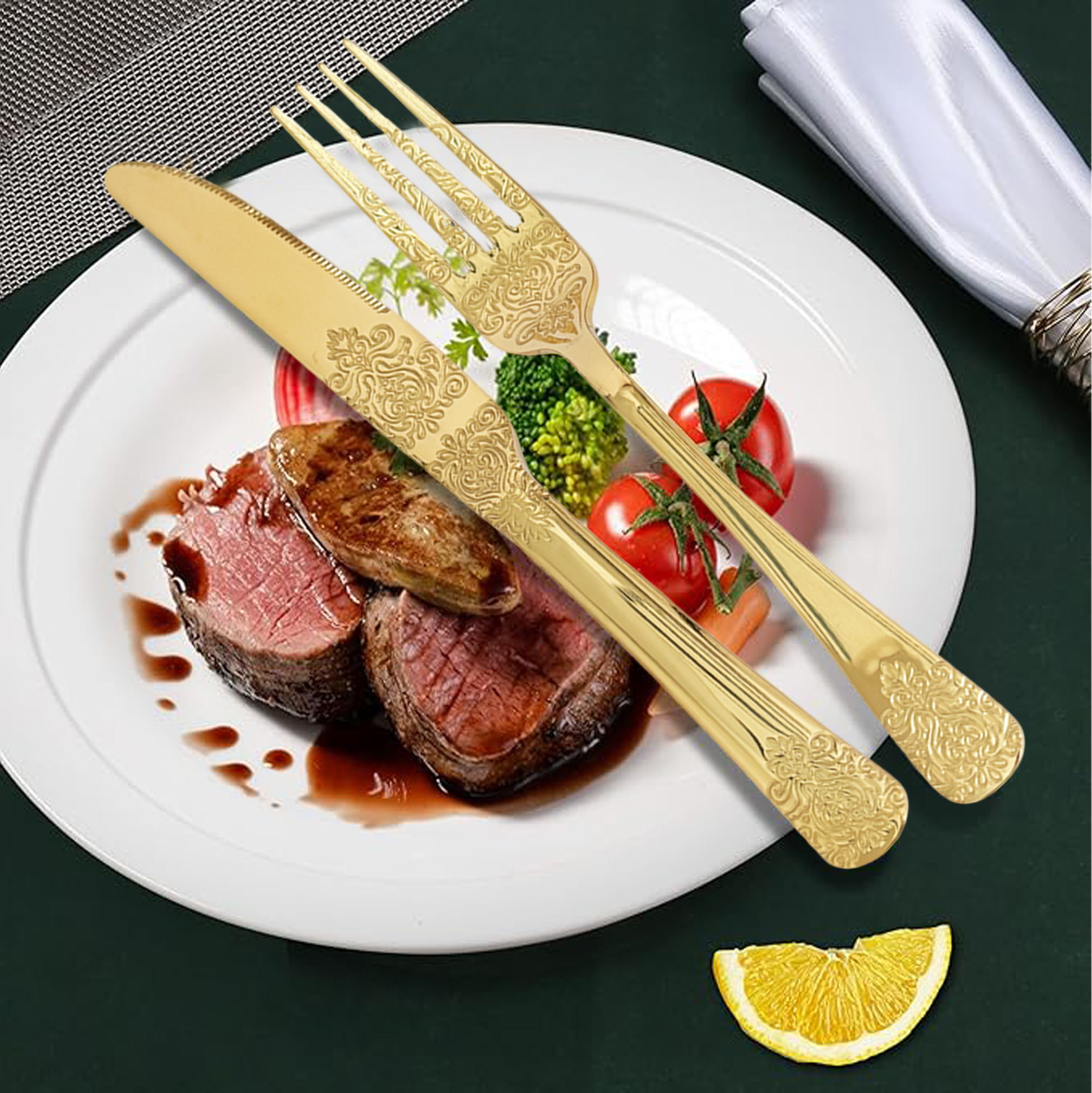 20-Piece Gold-Plated Ornate Cutlery Set