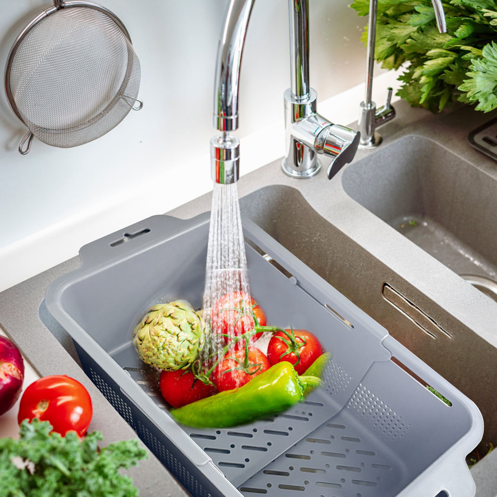 Gray Plastic Kitchen Colander